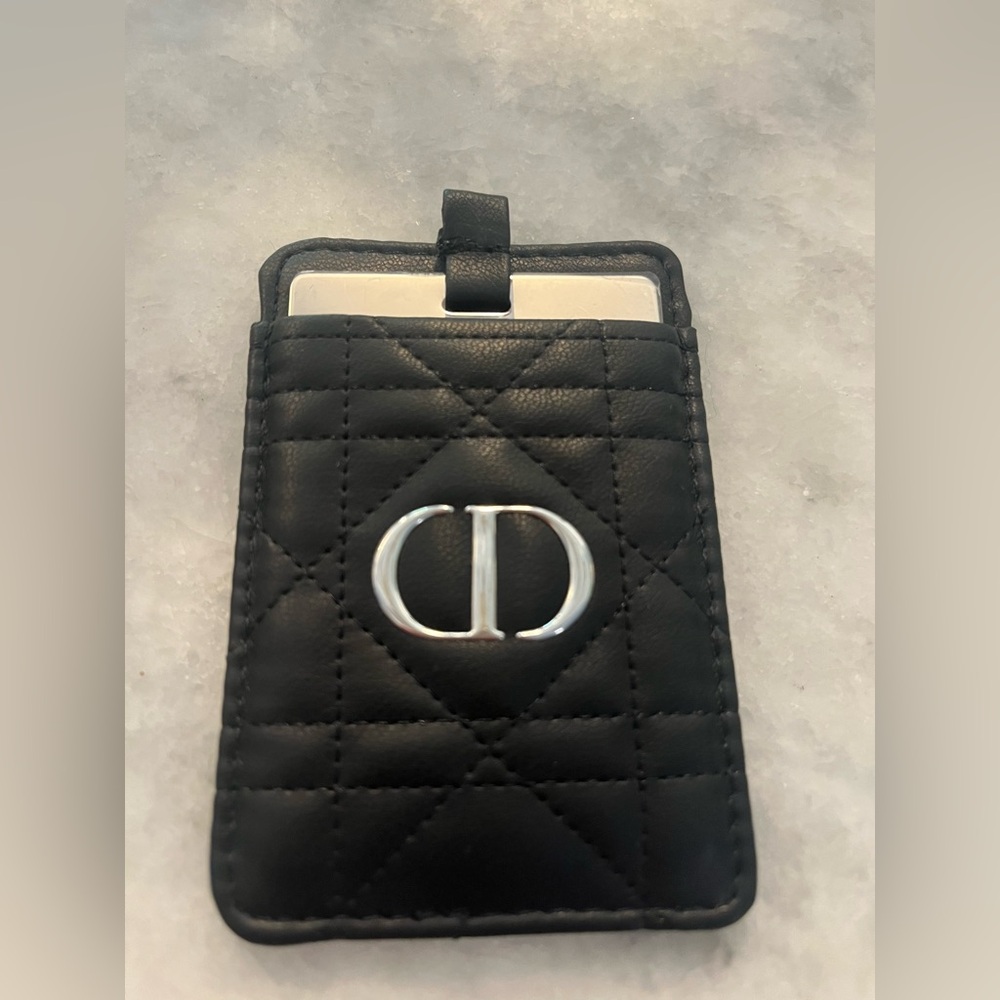 Dior Black Quilted Leather Mirror Holder For Phone CD Logo *New in Box 🔥🖤